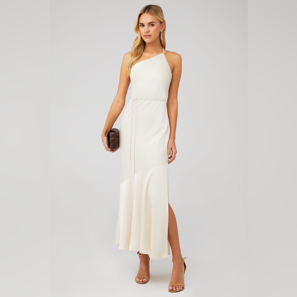 Significant Other - Lana One-Shoulder Satin Midi-Dress. $248 MSRP (no belt).